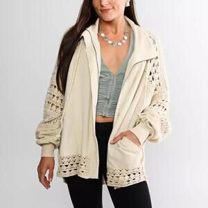 Free People Dune Bug Crochet Cardigan in White Swan - Size XS